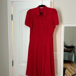 Nanette red with black dots mini dress